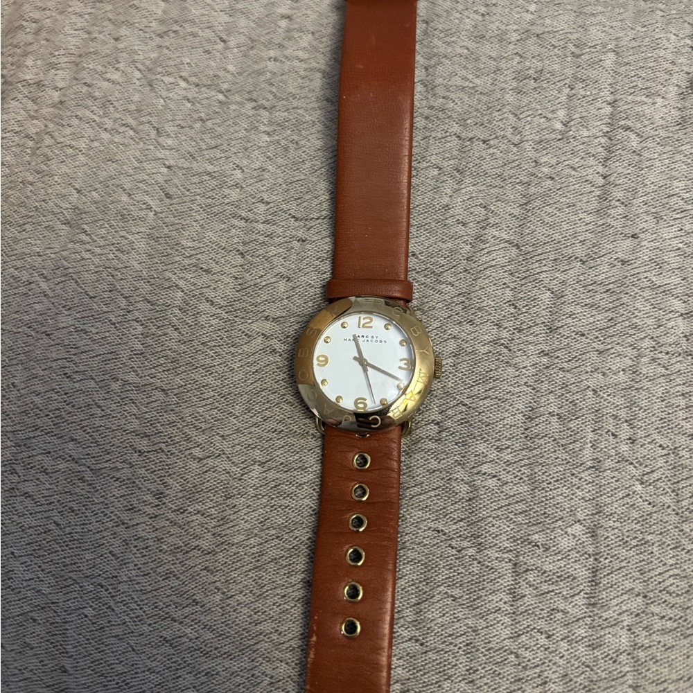 Brown Leather Strap Watch by Marc Jacobs